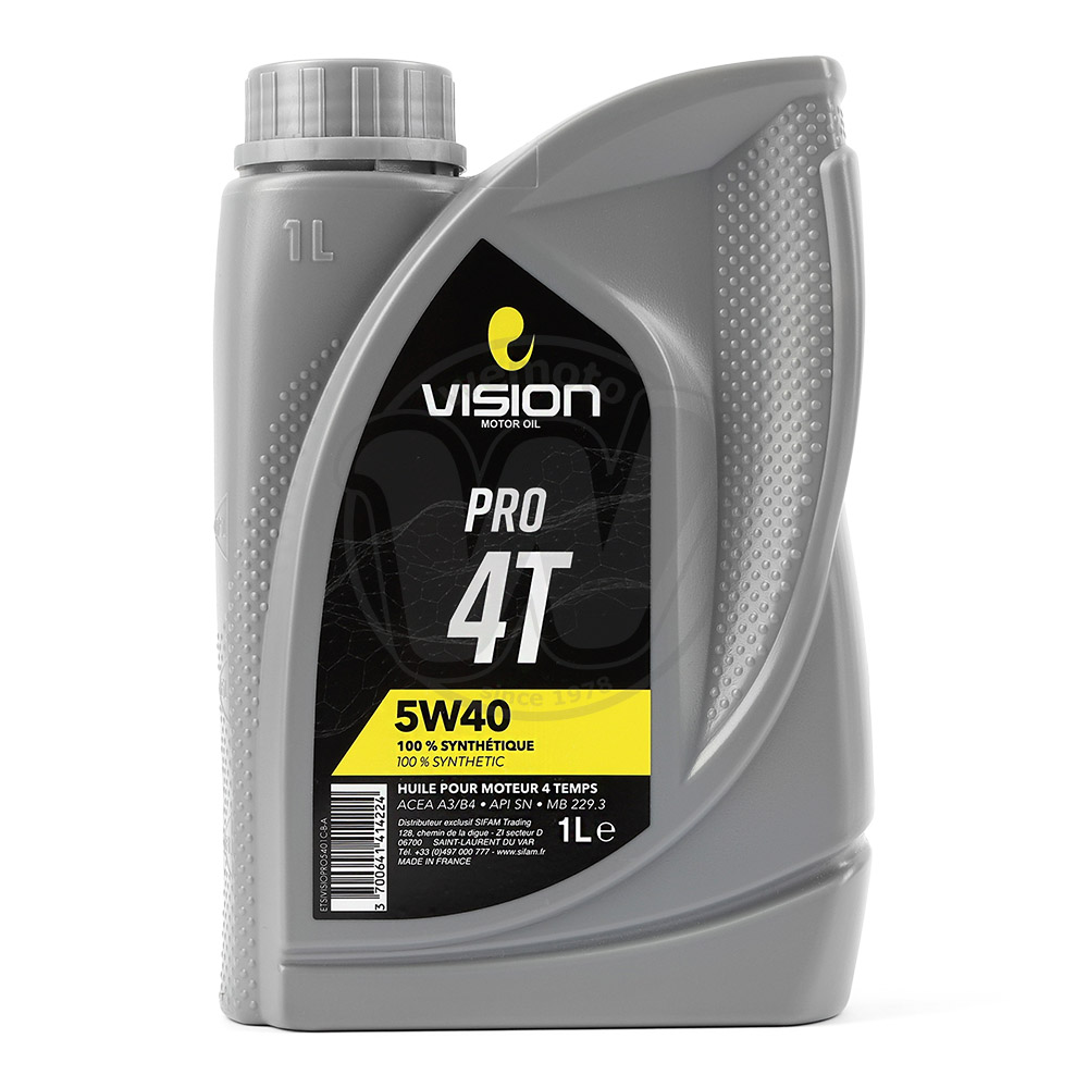 Huile 4T VISION France - 100% Synthétique - 5W/40 - 1 Litre