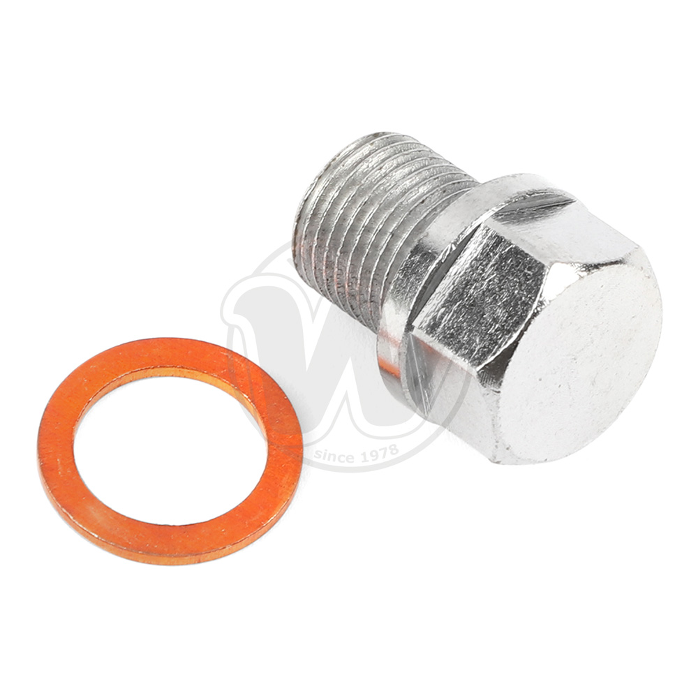 M12 X 1.25 Oil Drain Plug With Washer For Suzuki Honda - Polished Steel