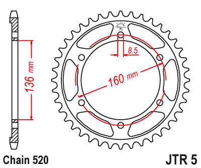 Corona 3 denti in Più - JT (Controllare Lunghezza Catena)