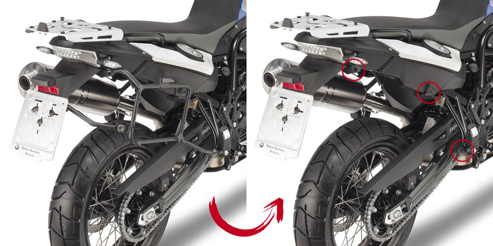 Supporto laterale GIVI con sgancio rapido per valigie